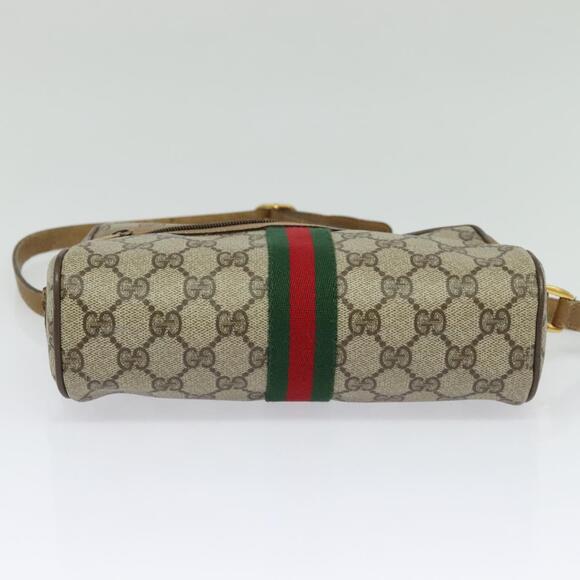 GUCCI GG Supreme Web Sherry Line Bag Pvc Beige Gold 68 02 004